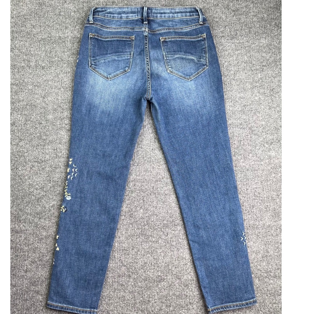 Driftwood Jackie High Rise Jeans Womens 28 Blue Floral Embroidered Skinny Ankle - Picture 2 of 9